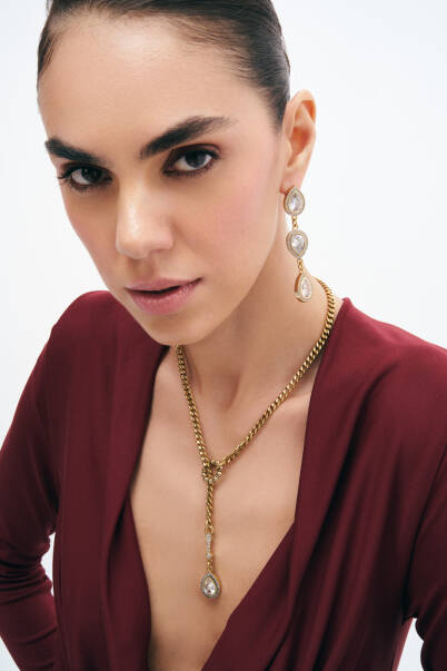 A Drop Of Chic Zirkon Damla Zincir Kolye - 1