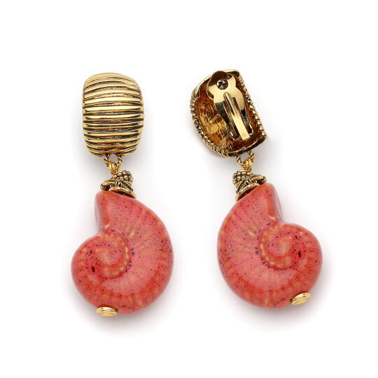 Aeris Seashell Charm Gold Plated Clip Earrings - (1)