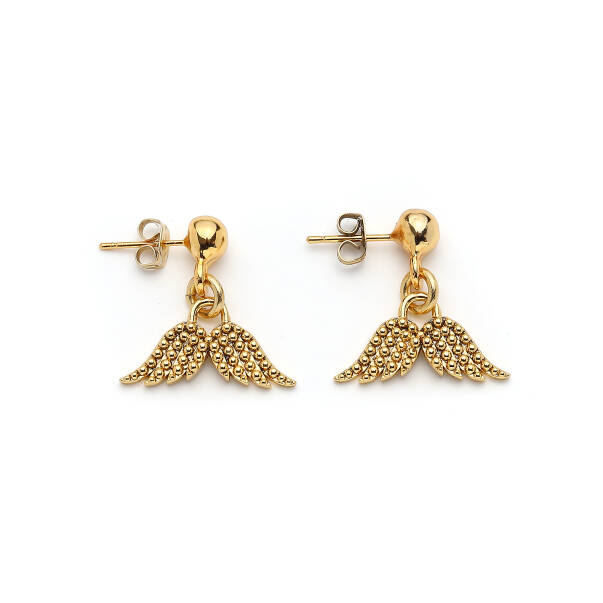 Ailes Wing Charm Gold Plated Pinned Earrings - 1