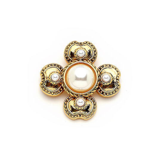 Fleur Pearl Grande İnci & Altın Kaplama Broş - 