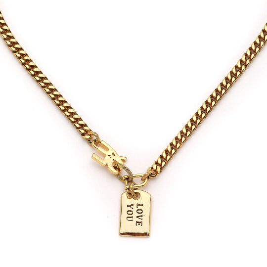Alaya Lucky Charm Gold Plated Chain Necklace - (1)