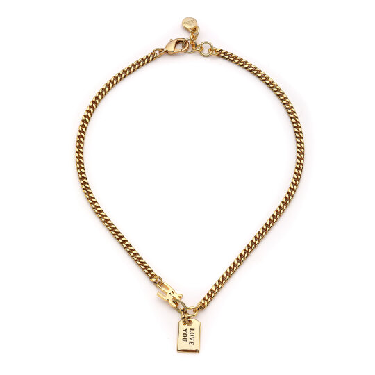 Alaya Şans Charm Altın Kaplama Zincir Kolye - 