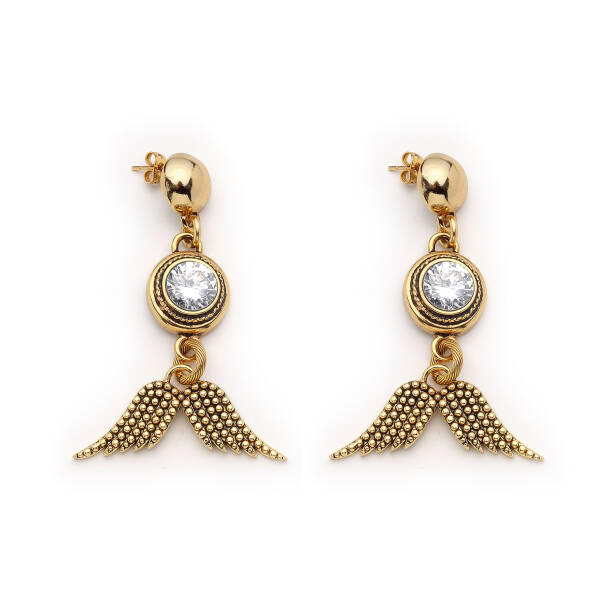 Alinor Wing Charm Gold Plated Pinned Earrings - 1