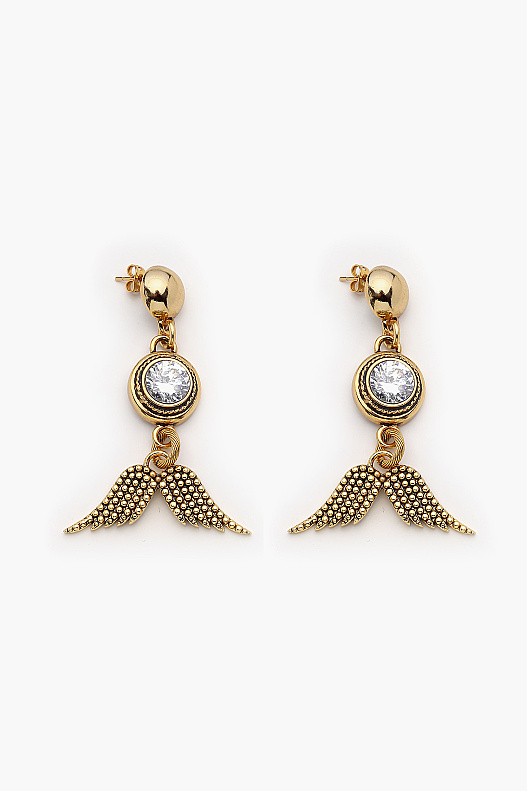 Alinor Wing Charm Gold Plated Pinned Earrings - 