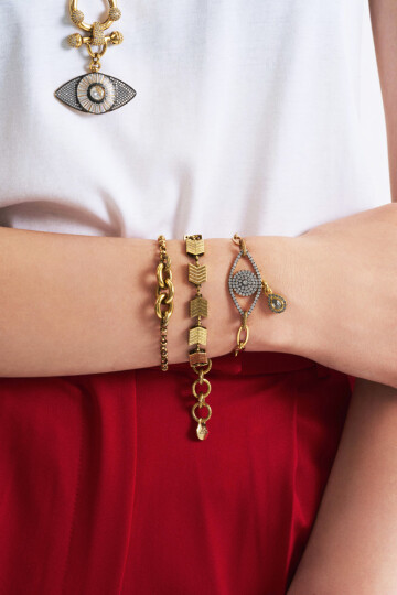 Allure Gold Plated Eye Charm Chain Bracelet - (1)