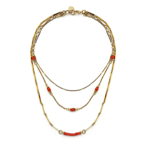 Amalfi Chain Coral Natural Stone Necklace - 1