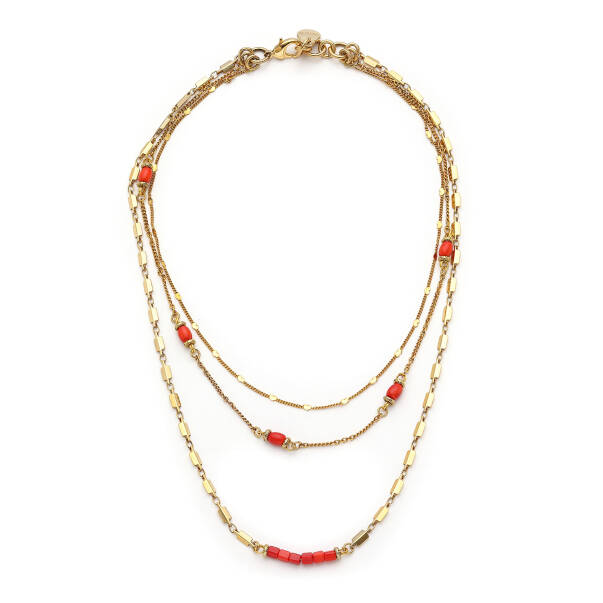 Amalfi Chain Coral Natural Stone Necklace - 1