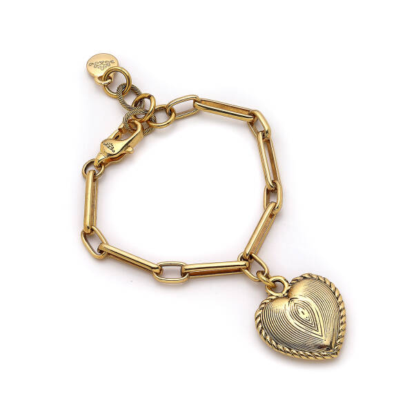 Amelia Gold Plated Heart Charm Chain Bracelet - 1
