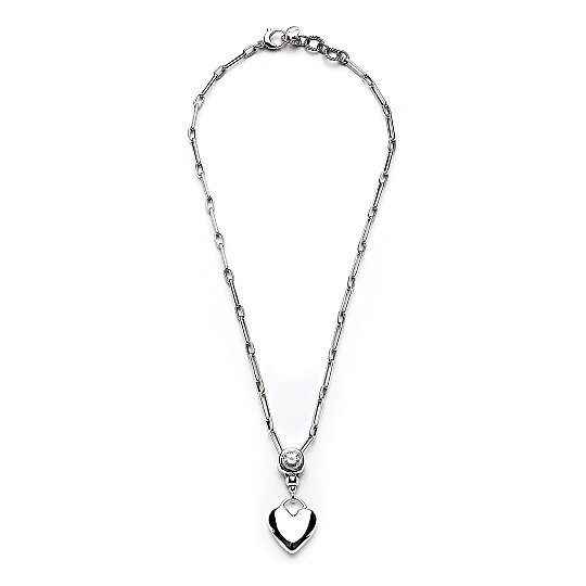 Amie Heart Charm Silver Plated Chain Necklace - 