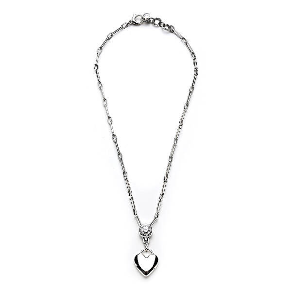 Amie Heart Charm Silver Plated Chain Necklace - 1