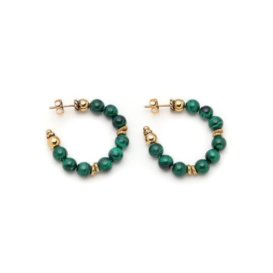 Amor Malachite Natural Stone Hoop Earrings 