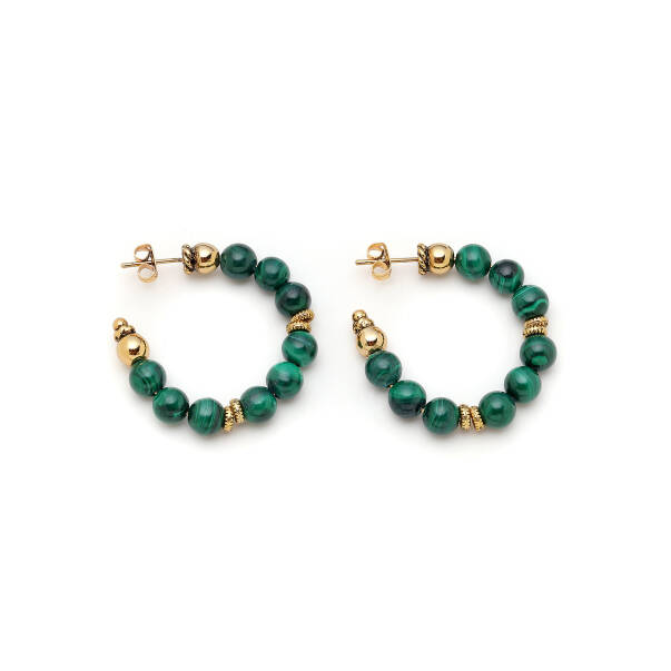 Amor Malachite Natural Stone Hoop Earrings - 1