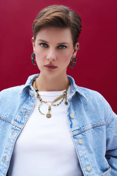 Amor Malachite Natural Stone Hoop Earrings - 5