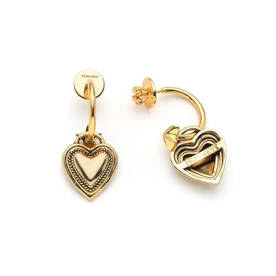 Amorae Heart Charm Gold Plated Pinned Earrings - (1)