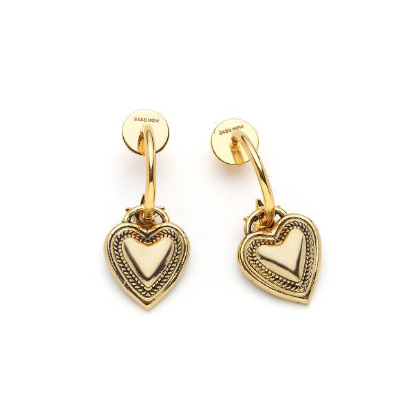 Amorae Heart Charm Gold Plated Pinned Earrings - 1