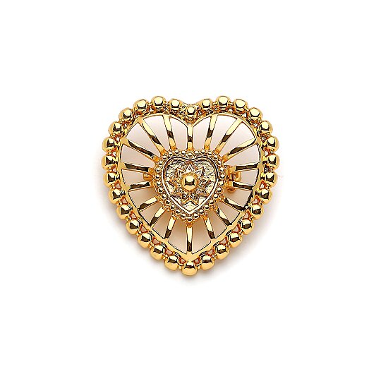 Amore Gold Plated Heart Brooch - 