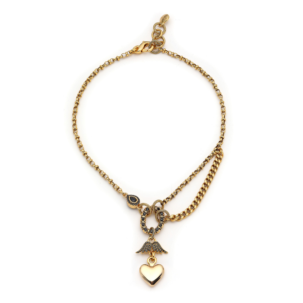 Amore Gold Plated Heart Charm Chain Necklace - 1