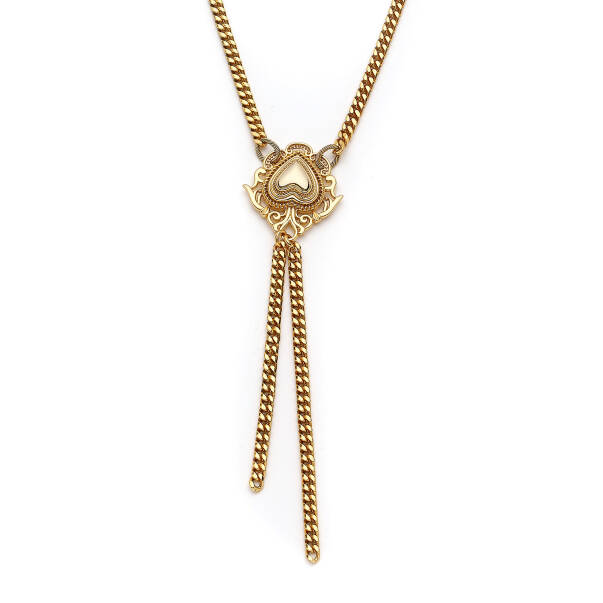 Amoue Heart Charm Gold Plated Chain Necklace - 2