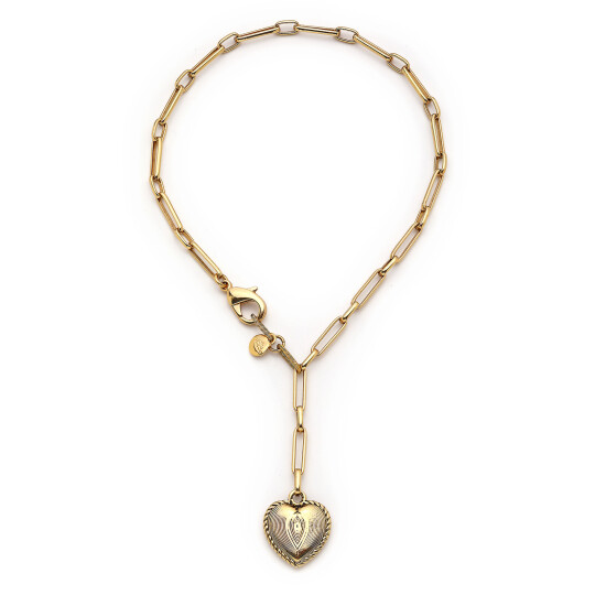 Amour Gold Plated Heart Charm Chain Necklace 