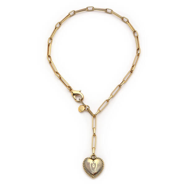 Amour Gold Plated Heart Charm Chain Necklace - 1