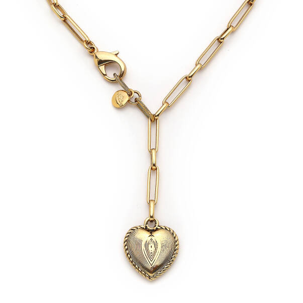 Amour Gold Plated Heart Charm Chain Necklace - 2