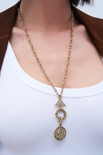 Amour Wings Zircon Wing Charm Gold Plated Chain Necklace - (1)