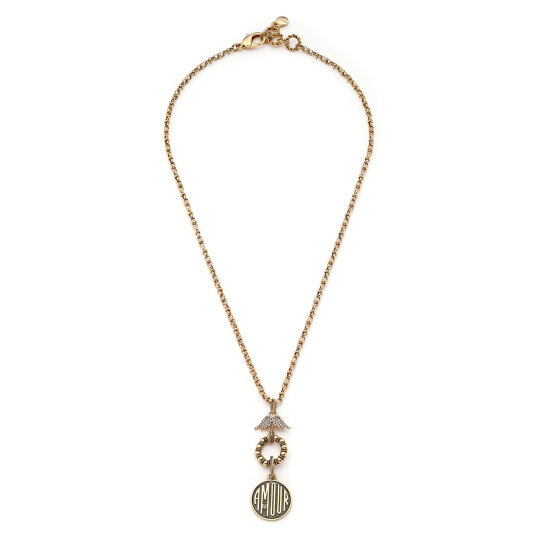 Amour Wings Zirkon Kanat Charm Altın Kaplama Zincir Kolye - 