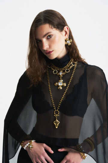 Amulet Gold Plated Charm Chain Necklace - (1)