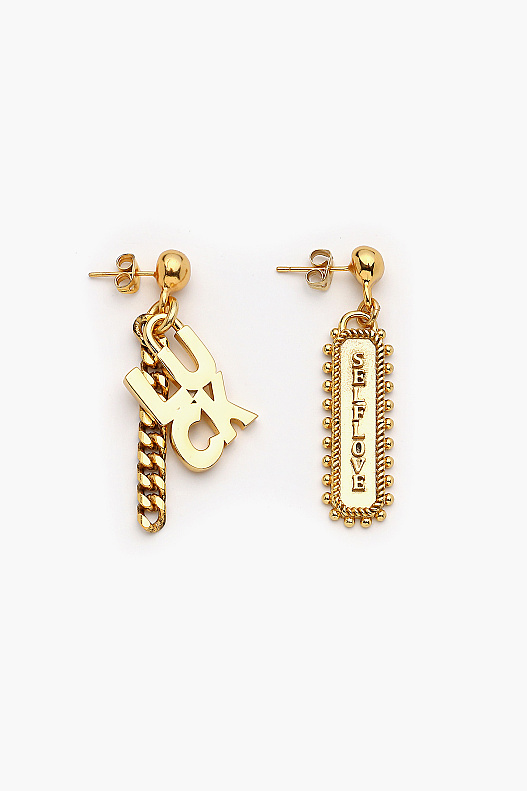 Aneska Lucky Charm Gold Plated Pinned Earrings - 