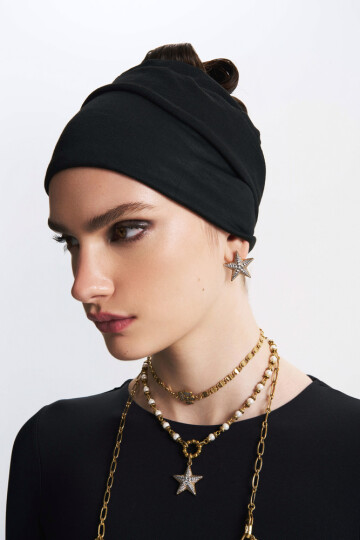 Angelina Gold Plated Zircon Star Charm Pinned Earrings - (1)