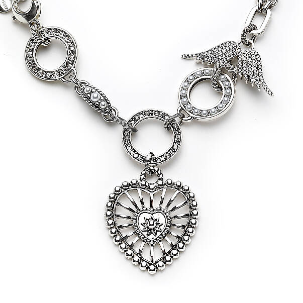 Angie Heart & Wing Charm Silver Plated Chain Necklace - 3