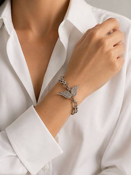 Angie Wing Charm Silver Plated Chain Bracelet - 2