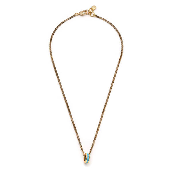Aqualis Turquoise Zircon Hoop Charm Gold Plated Chain Necklace - 1