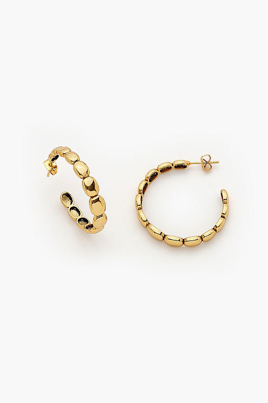 Aria Gold-Plated Hoop Earrings with Post Fastening - 