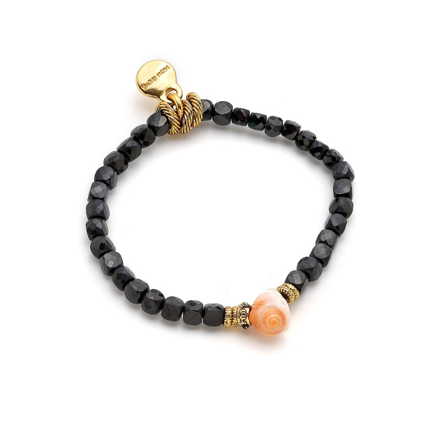 Ariel Onyx Natural Stone, Sea Shell Charm Bracelet - 1