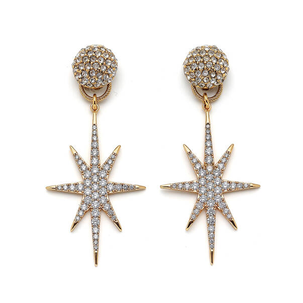 Ash Zircon Star Charm Evening Clip-On Earrings - 1