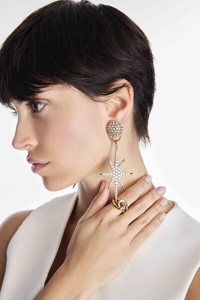 Ash Zircon Star Charm Evening Clip-On Earrings - 3