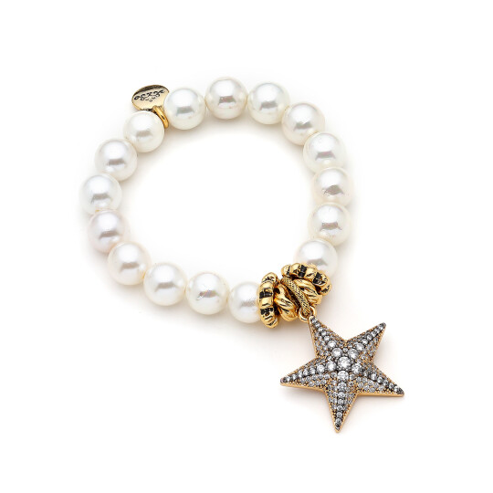 Astra Pearl Kristal Star Charm Bracelet 