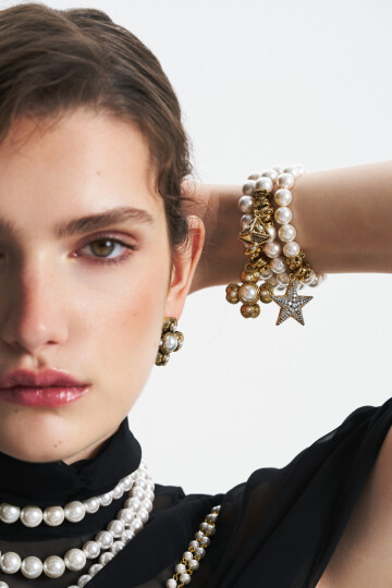 Astra Pearl Kristal Star Charm Bracelet - (1)