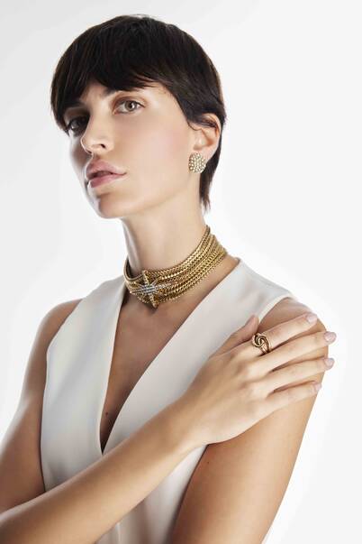 Audrey Zircon Gold Plated Chain Necklace - 1