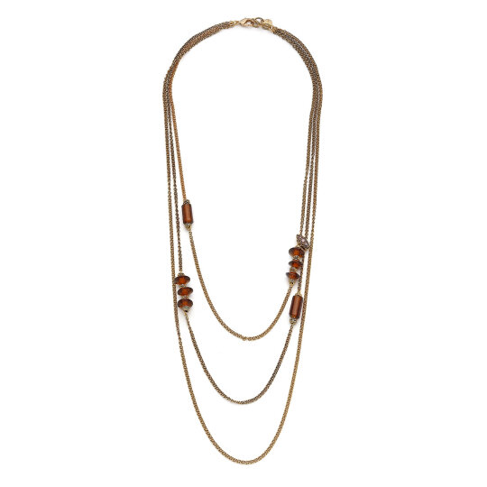 Aura Cam Boncuk Altın Kaplama Zincir Kolye - 