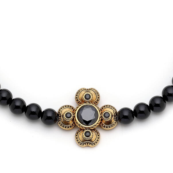 Aura Choker Onyx Gold Plated Zircon Clover Charm Necklace - 4