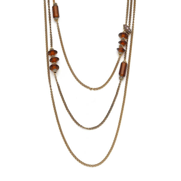 Aura Glass Bead Gold Plated Chain Necklace - 2