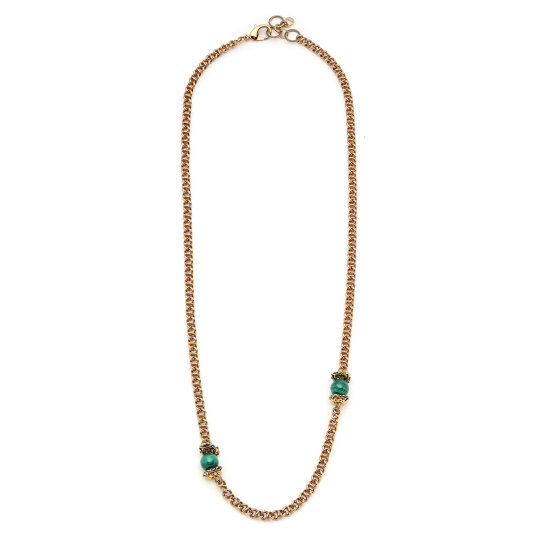 Aura Malachite Natural Stone Gold Plated Chain Necklace 