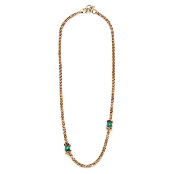 Aura Malachite Natural Stone Gold Plated Chain Necklace - 1