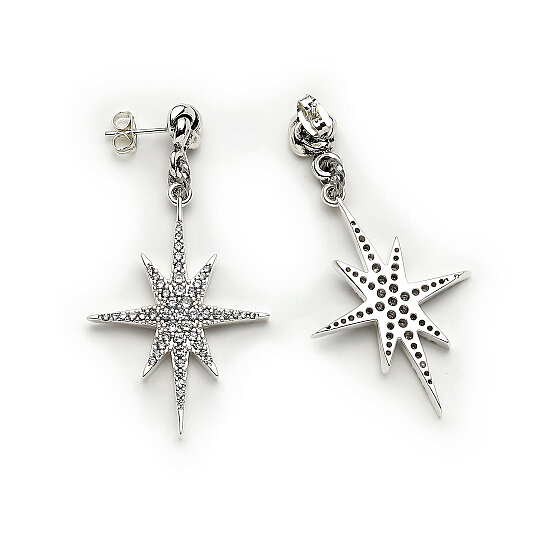 Aura Star Charm Silver Plated Stud Earrings - (1)