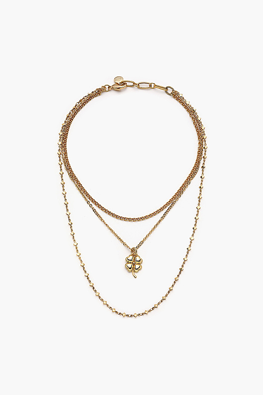 Aurel Clover Charm Gold Plated Chain Necklace - 