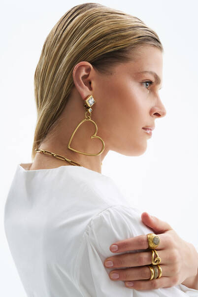 Auva Gold Plated Heart Clip-On Earrings - 2