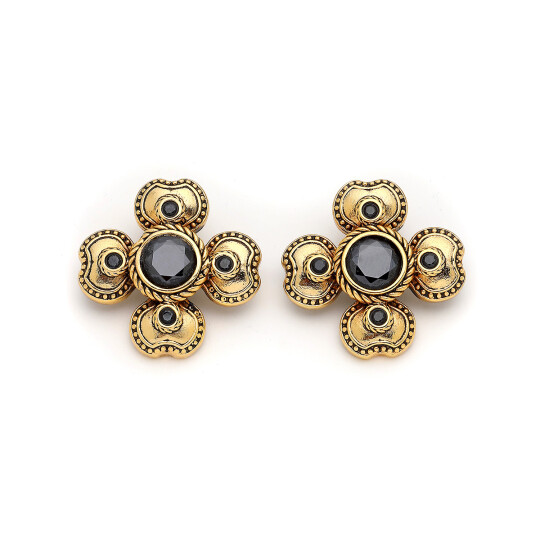 Ava Gold Plated Clover Zircon Pinned Earrings 