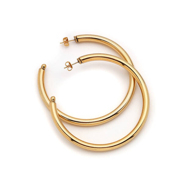 Aysha Gold Plated Hoop Pinned Earrings - 9